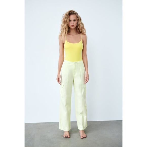 Zara Yellow Spaghetti Strap Bodysuit - Thong Style, Size Small, NWT - Picture 2 of 8